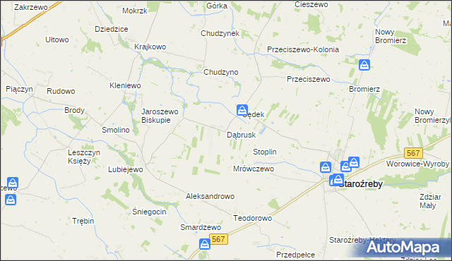 mapa Dąbrusk, Dąbrusk na mapie Targeo