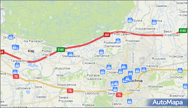 mapa Damienice, Damienice na mapie Targeo