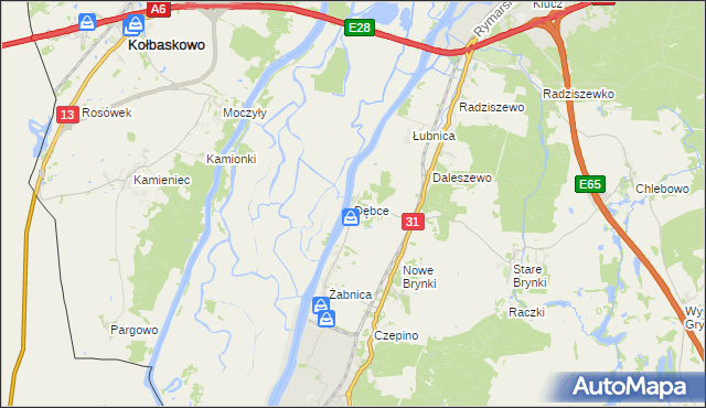 mapa Dębce, Dębce na mapie Targeo