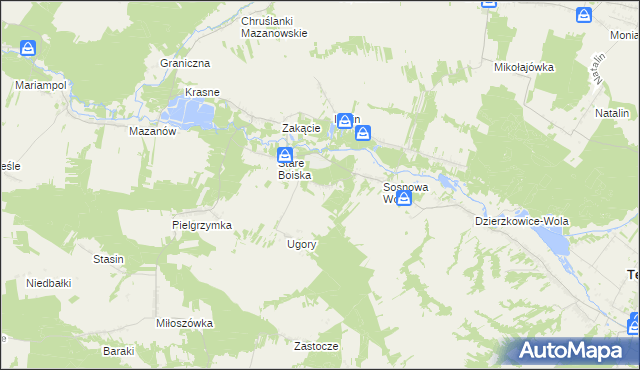mapa Dębina gmina Dzierzkowice, Dębina gmina Dzierzkowice na mapie Targeo