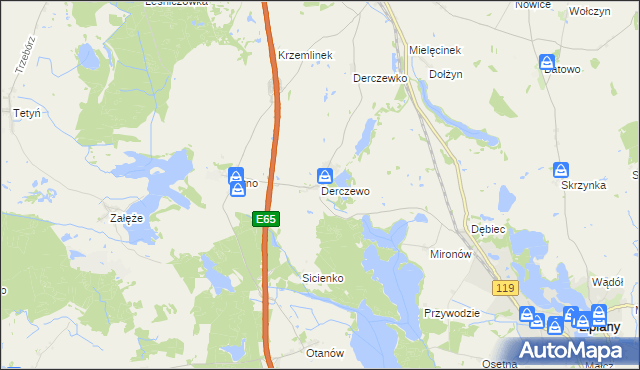 mapa Derczewo, Derczewo na mapie Targeo