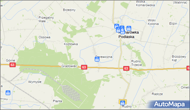 mapa Derewiczna, Derewiczna na mapie Targeo