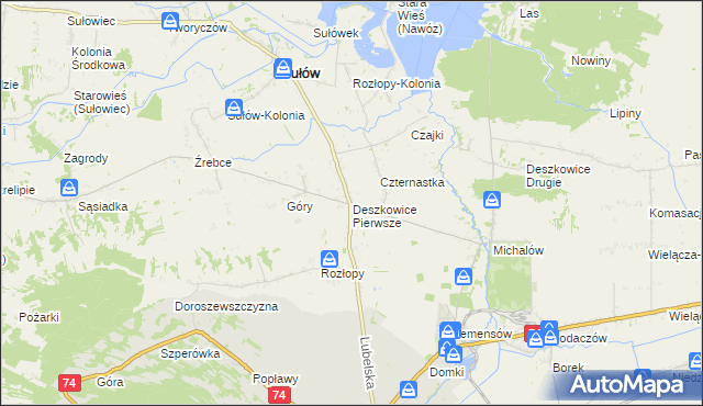 mapa Deszkowice Pierwsze, Deszkowice Pierwsze na mapie Targeo