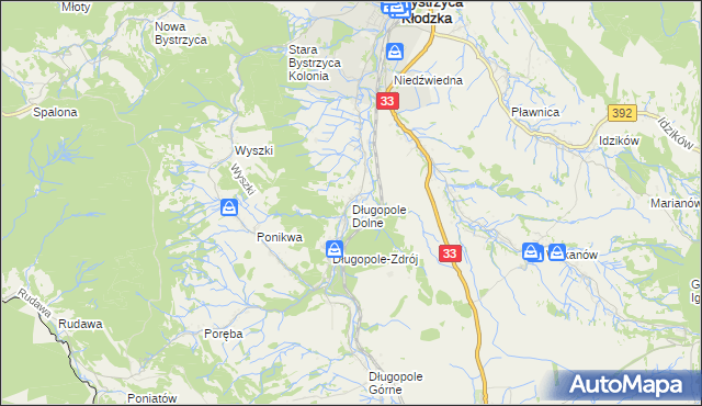 mapa Długopole Dolne, Długopole Dolne na mapie Targeo