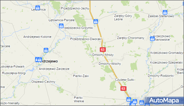 mapa Dmochy-Mrozy, Dmochy-Mrozy na mapie Targeo