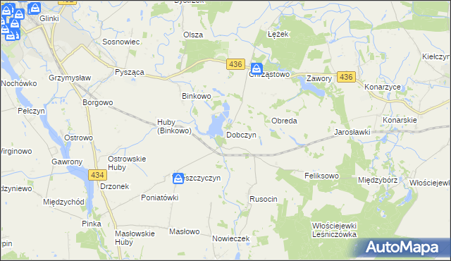 mapa Dobczyn gmina Śrem, Dobczyn gmina Śrem na mapie Targeo