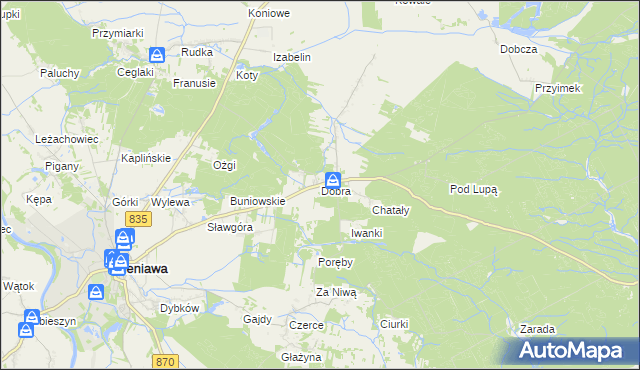 mapa Dobra gmina Sieniawa, Dobra gmina Sieniawa na mapie Targeo