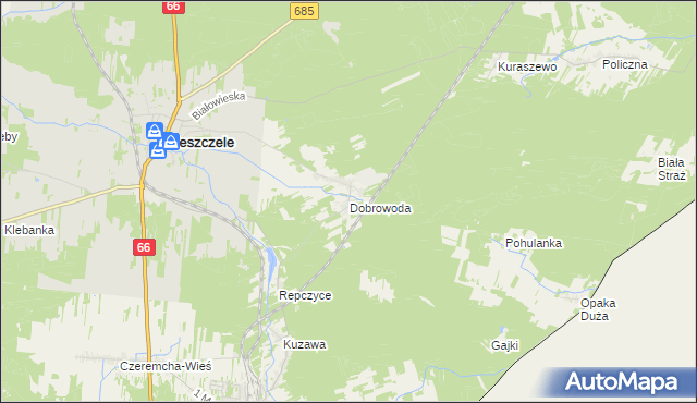 mapa Dobrowoda gmina Kleszczele, Dobrowoda gmina Kleszczele na mapie Targeo