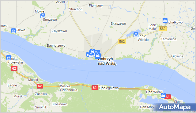mapa Dobrzyń nad Wisłą, Dobrzyń nad Wisłą na mapie Targeo