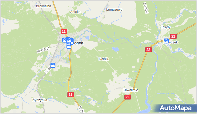 mapa Dolnik gmina Okonek, Dolnik gmina Okonek na mapie Targeo