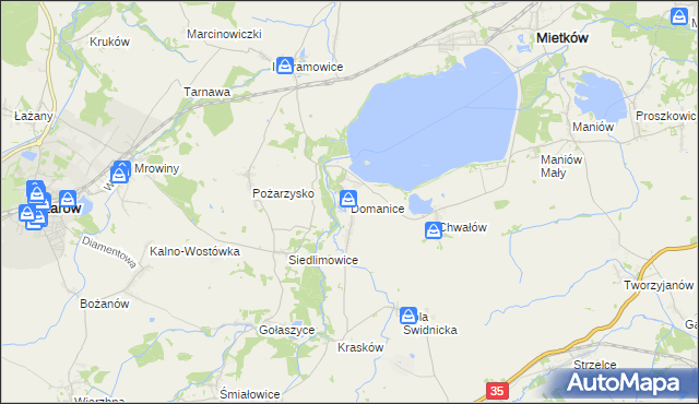 mapa Domanice gmina Mietków, Domanice gmina Mietków na mapie Targeo