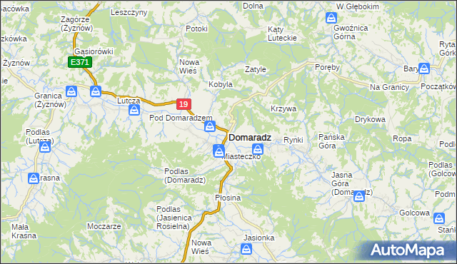mapa Domaradz powiat brzozowski, Domaradz powiat brzozowski na mapie Targeo