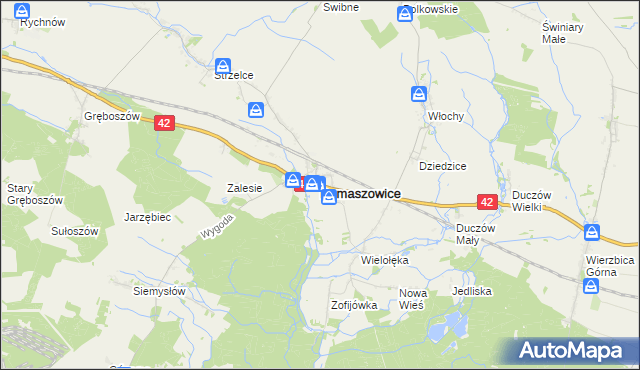 mapa Domaszowice powiat namysłowski, Domaszowice powiat namysłowski na mapie Targeo