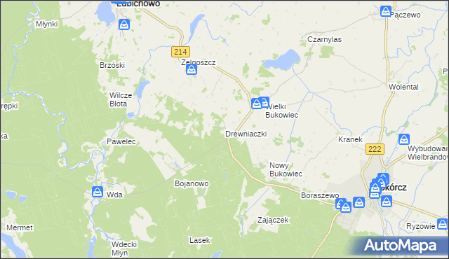 mapa Drewniaczki, Drewniaczki na mapie Targeo