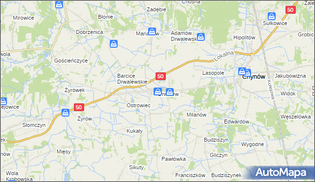 mapa Drwalew gmina Chynów, Drwalew gmina Chynów na mapie Targeo