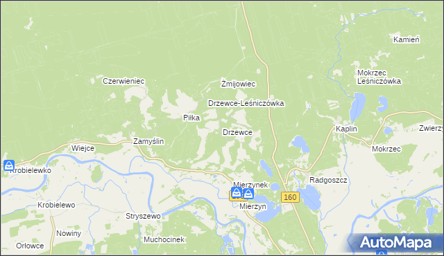 mapa Drzewce gmina Międzychód, Drzewce gmina Międzychód na mapie Targeo