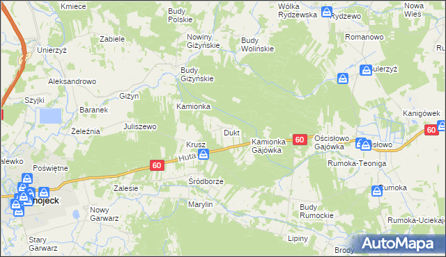 mapa Dukt, Dukt na mapie Targeo