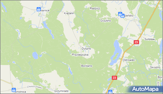 mapa Dyszno, Dyszno na mapie Targeo