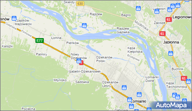 mapa Dziekanów Polski, Dziekanów Polski na mapie Targeo