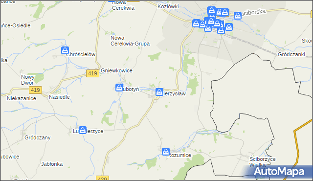 mapa Dzierżysław gmina Kietrz, Dzierżysław gmina Kietrz na mapie Targeo