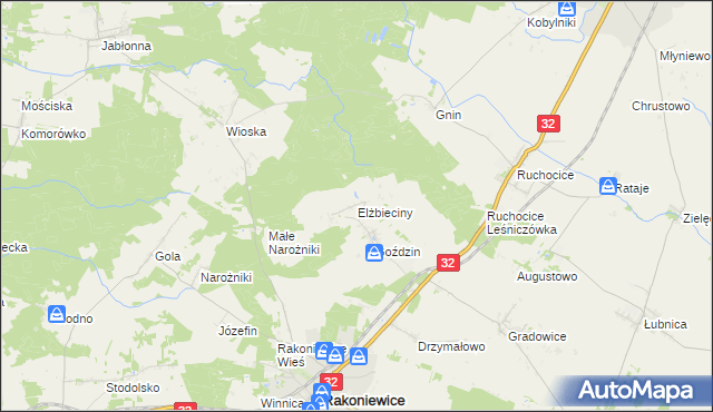 mapa Elżbieciny, Elżbieciny na mapie Targeo