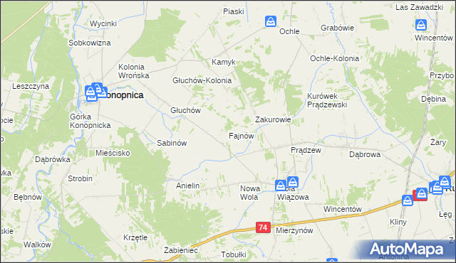 mapa Fajnów, Fajnów na mapie Targeo