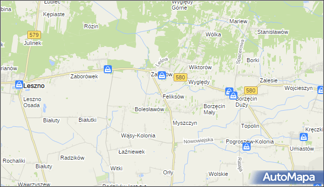 mapa Feliksów gmina Leszno, Feliksów gmina Leszno na mapie Targeo