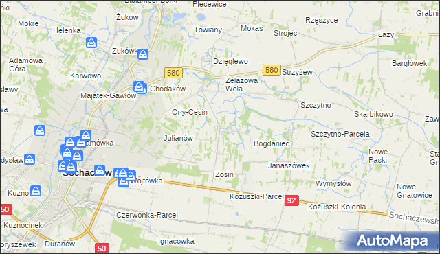 mapa Feliksów gmina Sochaczew, Feliksów gmina Sochaczew na mapie Targeo