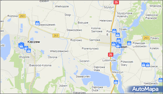 mapa Florentynowo gmina Ślesin, Florentynowo gmina Ślesin na mapie Targeo