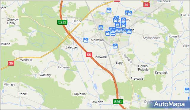 mapa Folwark gmina Rawicz, Folwark gmina Rawicz na mapie Targeo