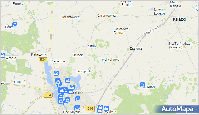 mapa Frydrychowo gmina Ryńsk, Frydrychowo gmina Ryńsk na mapie Targeo