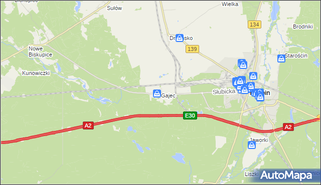 mapa Gajec, Gajec na mapie Targeo
