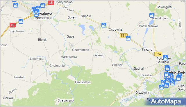mapa Gajewo gmina Golub-Dobrzyń, Gajewo gmina Golub-Dobrzyń na mapie Targeo