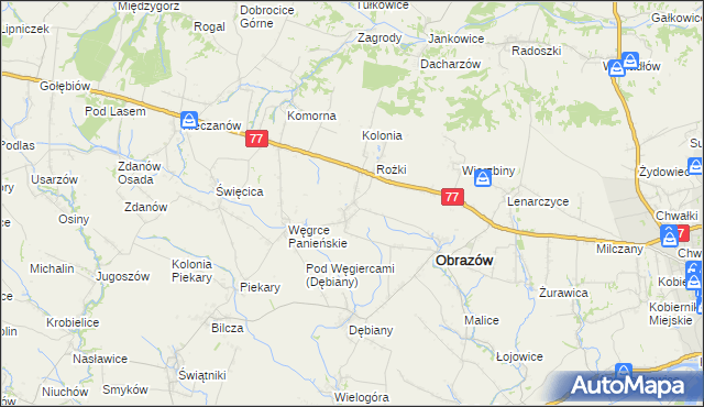 mapa Głazów gmina Obrazów, Głazów gmina Obrazów na mapie Targeo