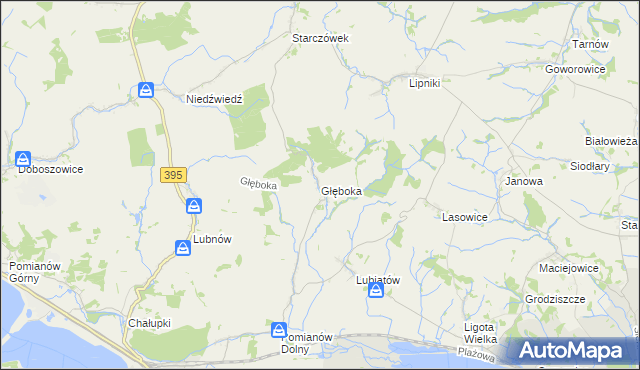 mapa Głęboka gmina Ziębice, Głęboka gmina Ziębice na mapie Targeo