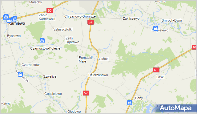 mapa Głódki, Głódki na mapie Targeo