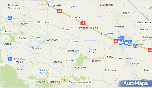 mapa Główczyn gmina Szczytniki, Główczyn gmina Szczytniki na mapie Targeo