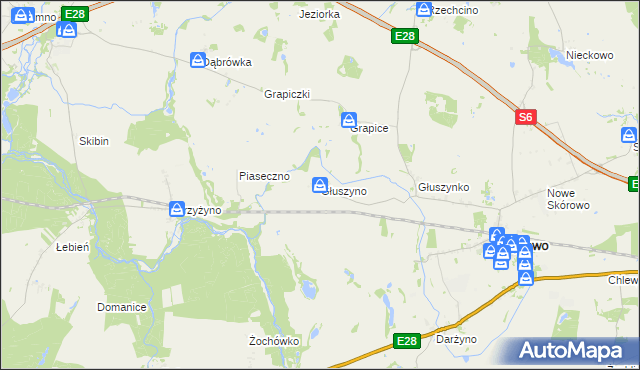 mapa Głuszyno, Głuszyno na mapie Targeo