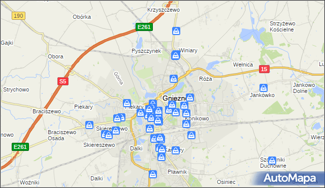 mapa Gniezna, Gniezno na mapie Targeo