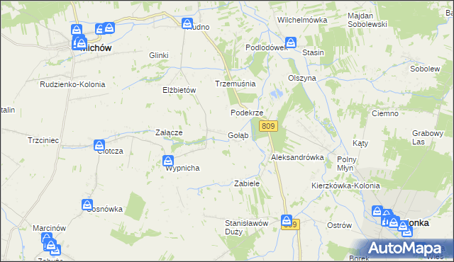 mapa Gołąb gmina Michów, Gołąb gmina Michów na mapie Targeo