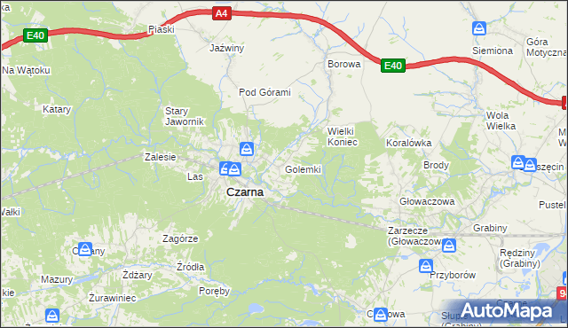 mapa Golemki, Golemki na mapie Targeo