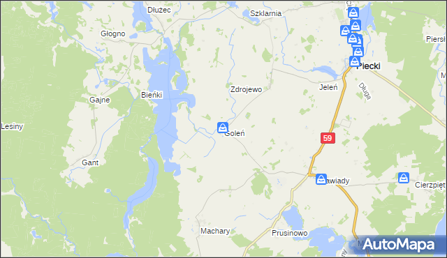 mapa Goleń gmina Piecki, Goleń gmina Piecki na mapie Targeo