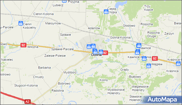 mapa Golina powiat koniński, Golina powiat koniński na mapie Targeo