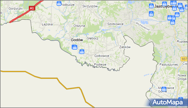 mapa Gołkowice gmina Godów, Gołkowice gmina Godów na mapie Targeo