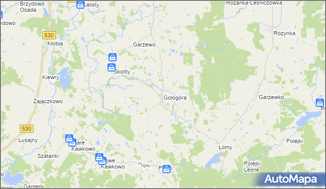 mapa Gołogóra gmina Świątki, Gołogóra gmina Świątki na mapie Targeo