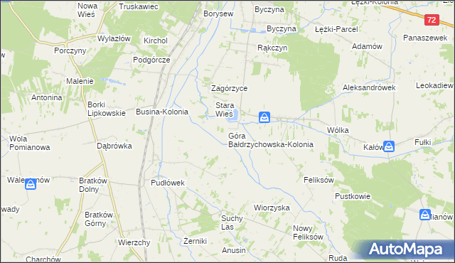 mapa Góra Bałdrzychowska-Kolonia, Góra Bałdrzychowska-Kolonia na mapie Targeo