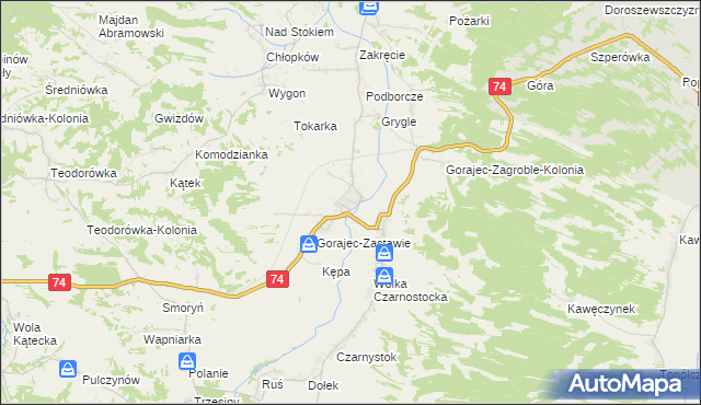 mapa Gorajec-Stara Wieś, Gorajec-Stara Wieś na mapie Targeo