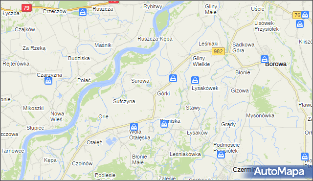mapa Górki gmina Borowa, Górki gmina Borowa na mapie Targeo