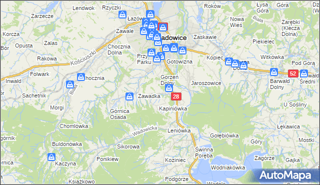 mapa Gorzeń Górny, Gorzeń Górny na mapie Targeo
