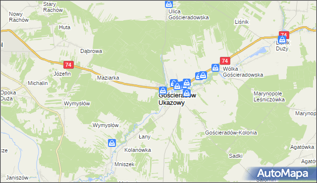 mapa Gościeradów Ukazowy, Gościeradów Ukazowy na mapie Targeo